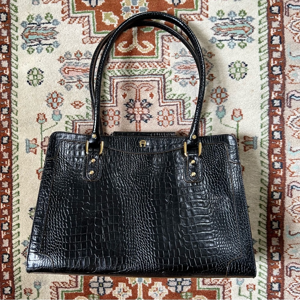 Etienne Aigner Embossed leather satchel